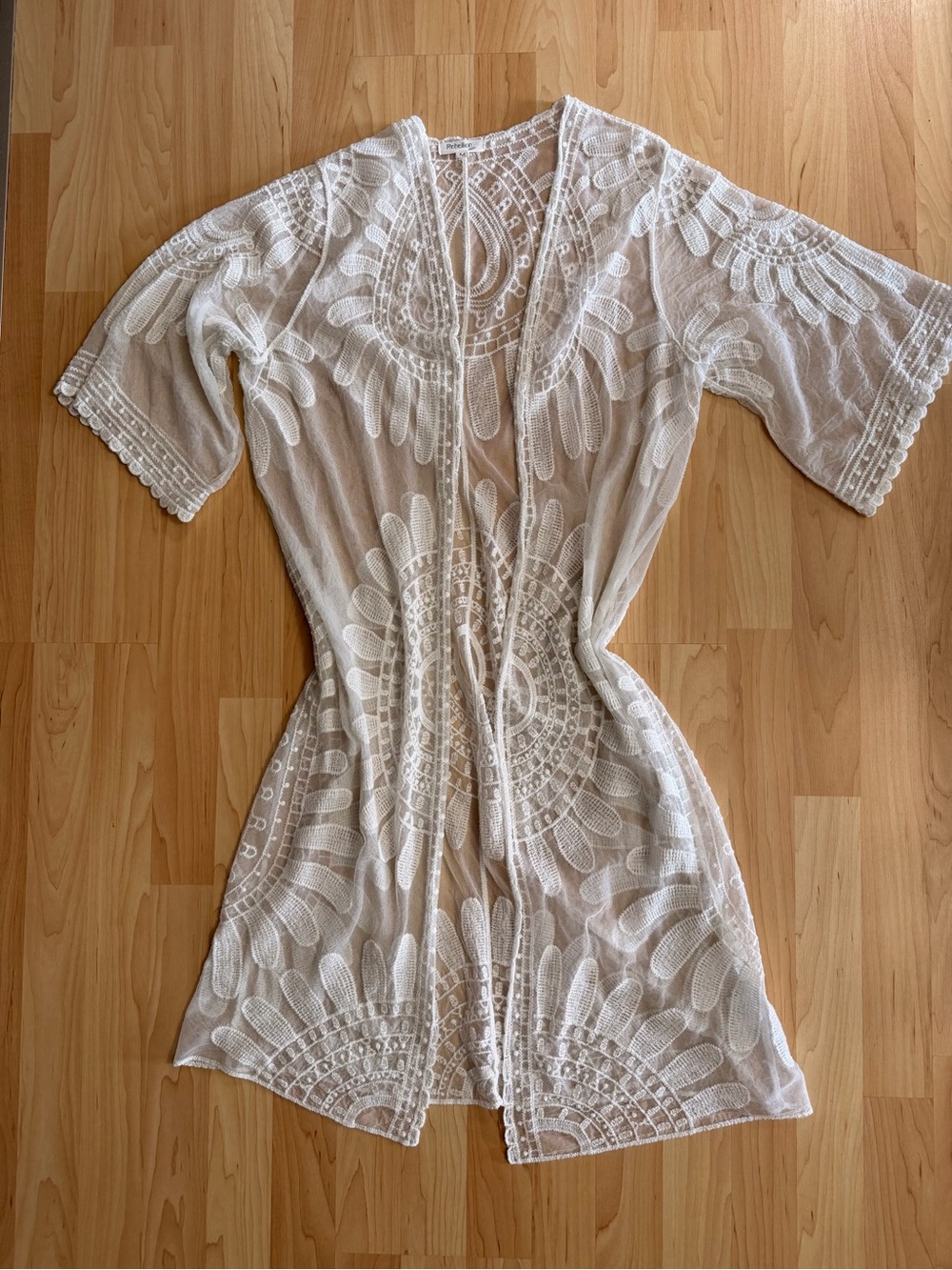 Rebellion Again Sheer White Embroidered Lace Kimono